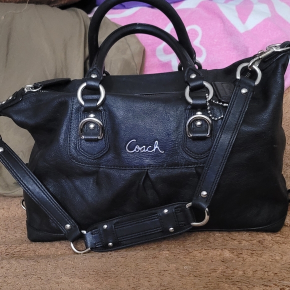 Coach Ashley Leather Black 2 way Bag Satchel nwot - Picture 13 of 13